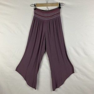 Rewash Purple Smocked High Waist Wide Leg Capri Casual Comfy Pants size M
